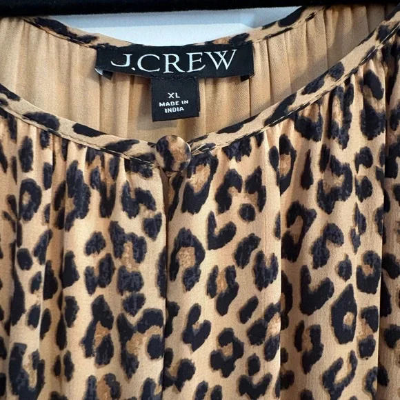 J Crew Elena Puff Sleeve Dress in Leopard Crepe de Chine - Picture 3 of 4